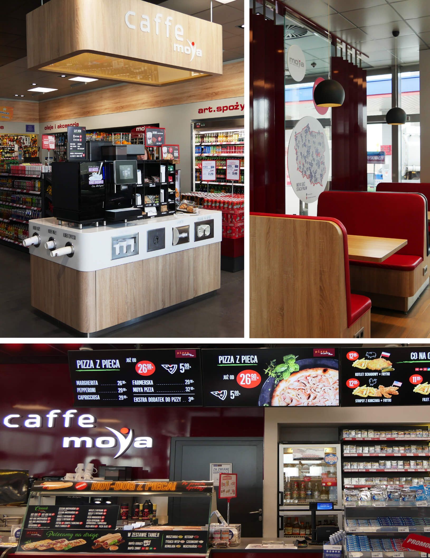Станции MOYA предлагают своим клиентам вкусный кофе и закуски, доступные в рамках гастрономической концепции MOYA Caffe