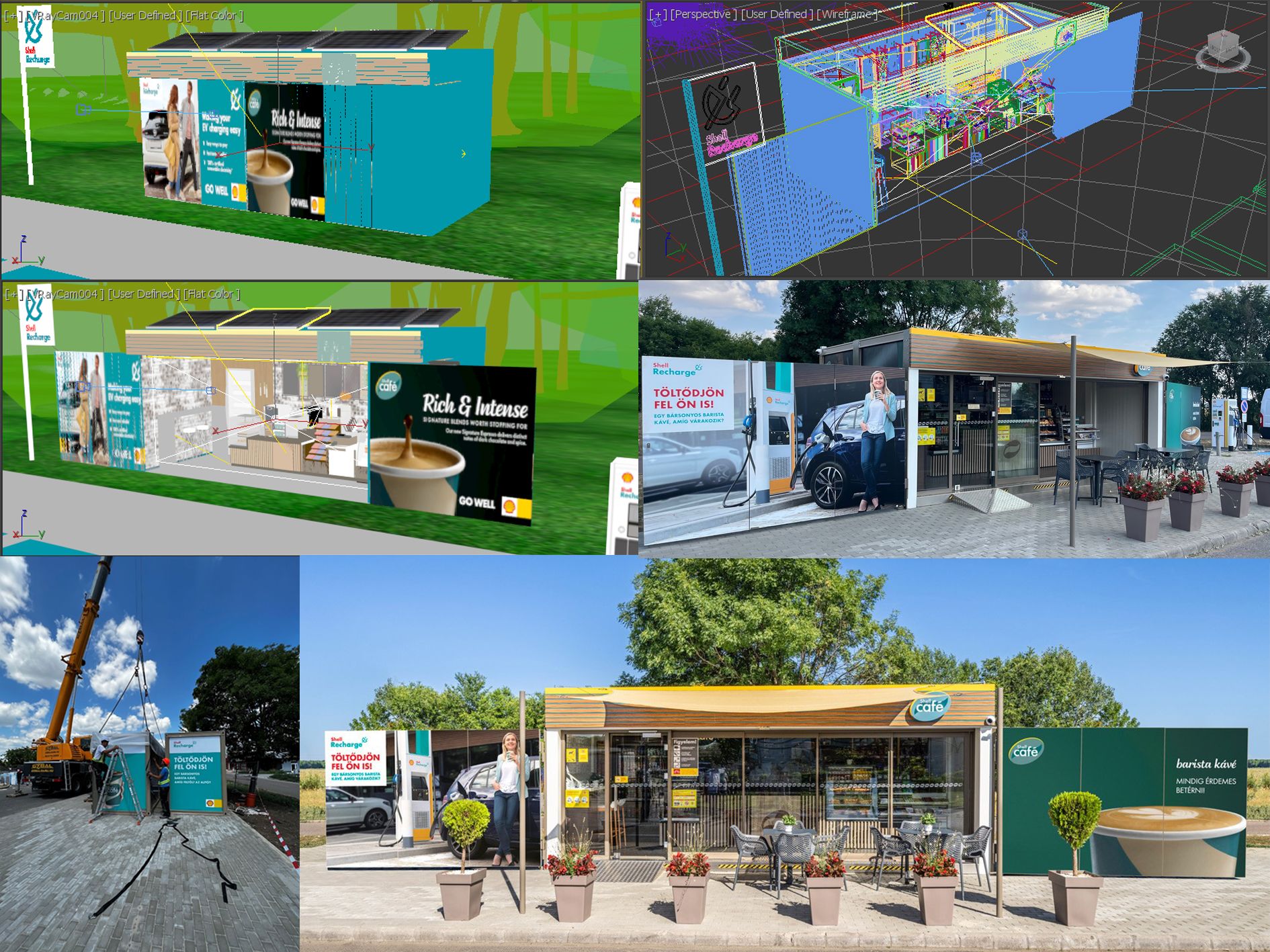 «Мобильное» Shell Café на АЗС зарядной станции для электромобилей в Венгрии