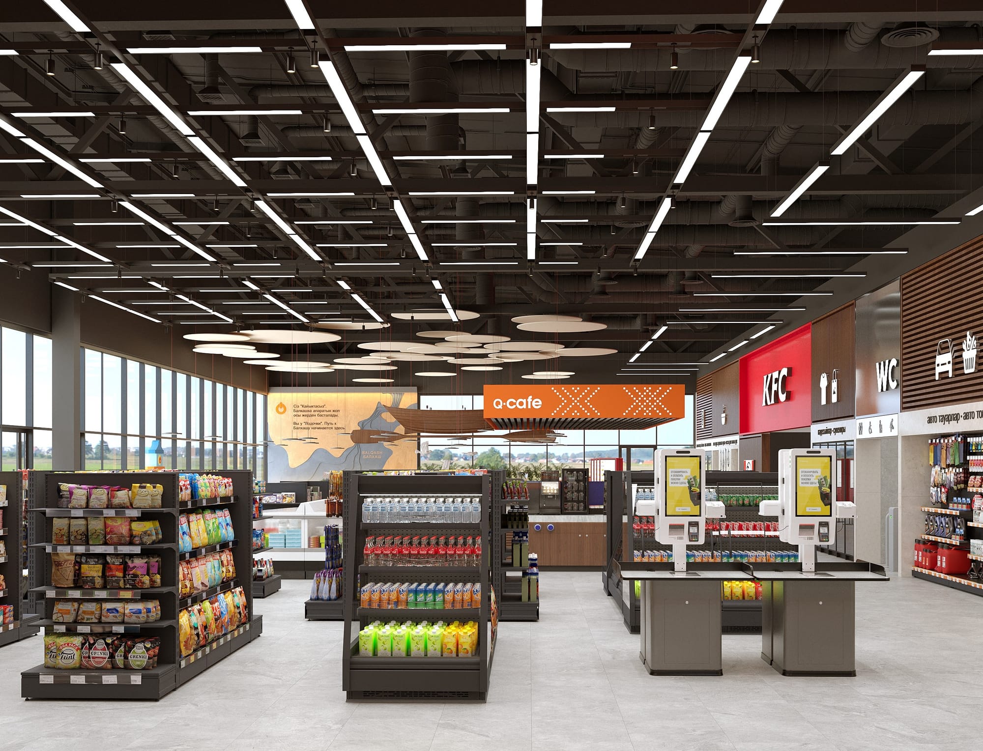 Новая АЗС Qazaq OIl флагман на трассе в Казахстане